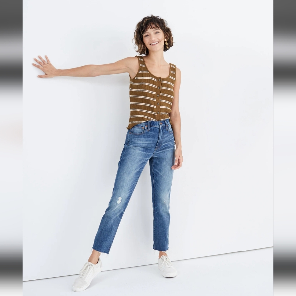 Madewell High-Rise Slim Boyjean Size 31 Dover Wash Raw-Hemmed Edition